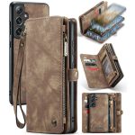 CASEME For Samsung Galaxy S24 Case 2-in-1 Detachable Magnetic Zipper Wallet Vegan Leather Flip Cover