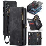CASEME For Samsung Galaxy S24 Case 2-in-1 Detachable Magnetic Zipper Wallet Vegan Leather Flip Cover