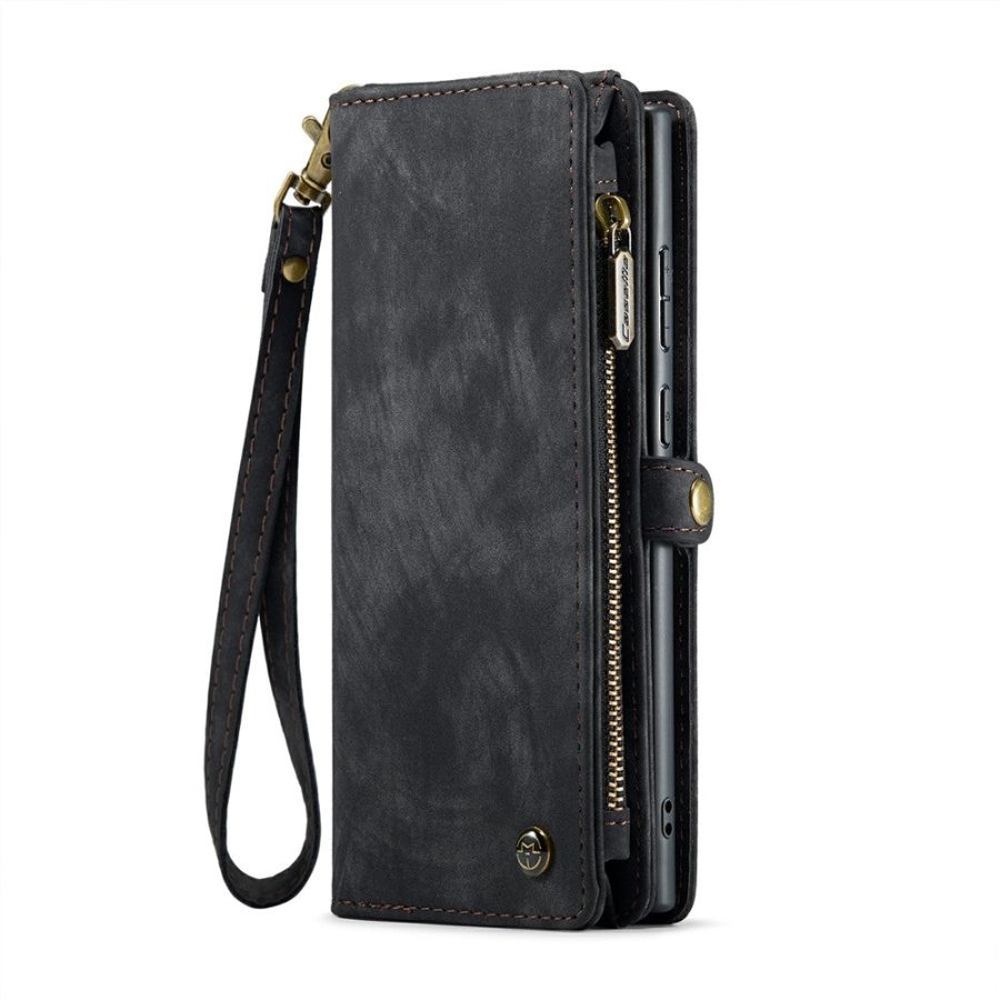 CASEME For Samsung Galaxy S24 Ultra Case 2-in-1 Detachable Magnetic Zipper Wallet Vegan Leather Flip Cover