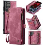 CASEME For Samsung Galaxy S24 Ultra Case 2-in-1 Detachable Magnetic Zipper Wallet Vegan Leather Flip Cover