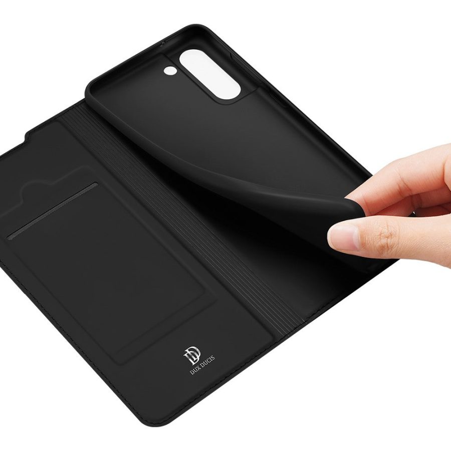 DUX DUCIS Skin Pro Series for Samsung Galaxy S21 FE PU Leather Phone Case Shell Protector with Stand Card Slot