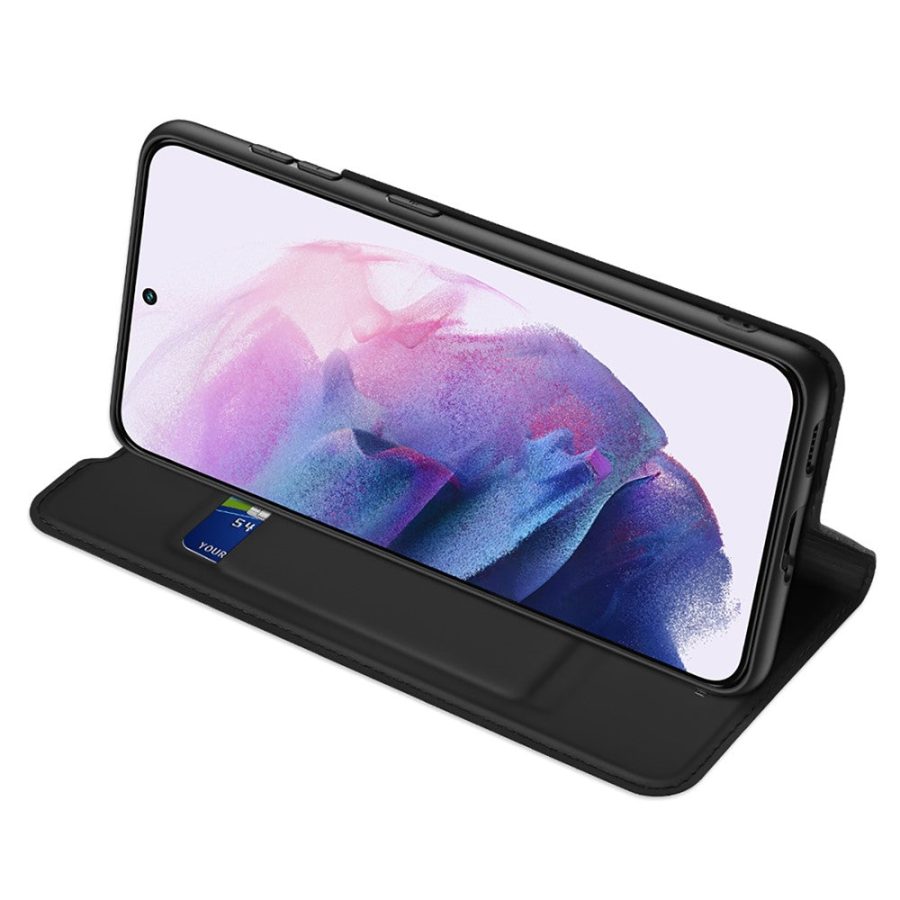 101240581A-4 DUX DUCIS Skin Pro Series for Samsung Galaxy S22 PU Leather Card Slot Flip Stand Auto Magnetic Closed Shockproof Phone Cover