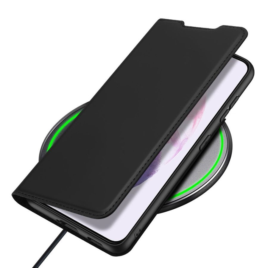 101240581A-5 DUX DUCIS Skin Pro Series for Samsung Galaxy S22 PU Leather Card Slot Flip Stand Auto Magnetic Closed Shockproof Phone Cover