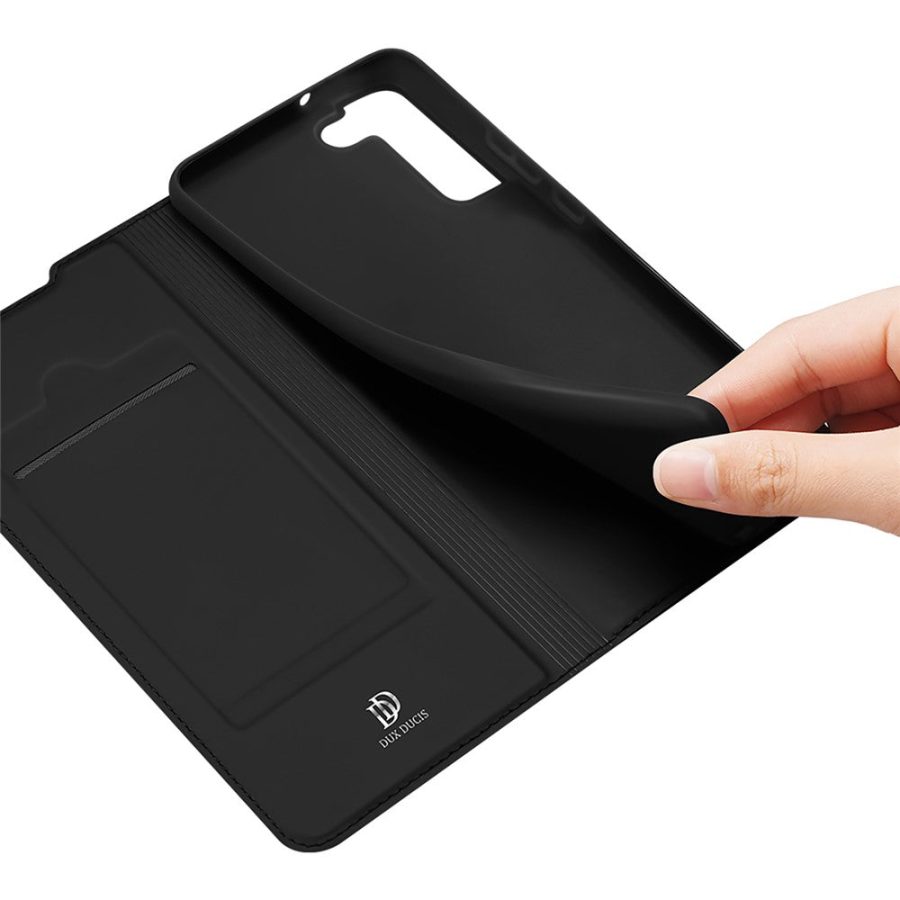 101240581A-7 DUX DUCIS Skin Pro Series for Samsung Galaxy S22 PU Leather Card Slot Flip Stand Auto Magnetic Closed Shockproof Phone Cover