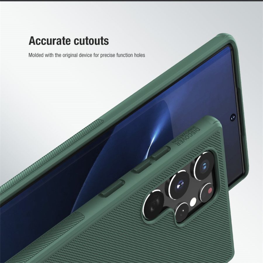 101242081A-10 NILLKIN Frosted Shield for Samsung Galaxy S22 Ultra PC Back - Soft TPU Edge Anti-fall Protective Case Cover