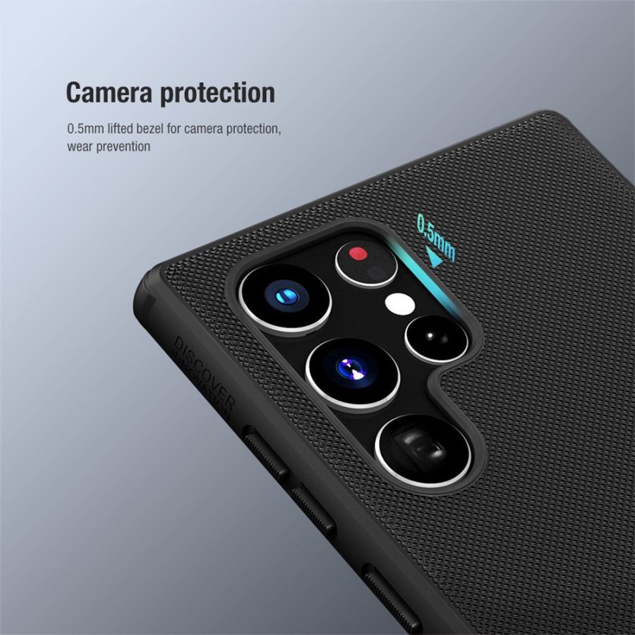 101242081A-7 NILLKIN Frosted Shield for Samsung Galaxy S22 Ultra PC Back - Soft TPU Edge Anti-fall Protective Case Cover