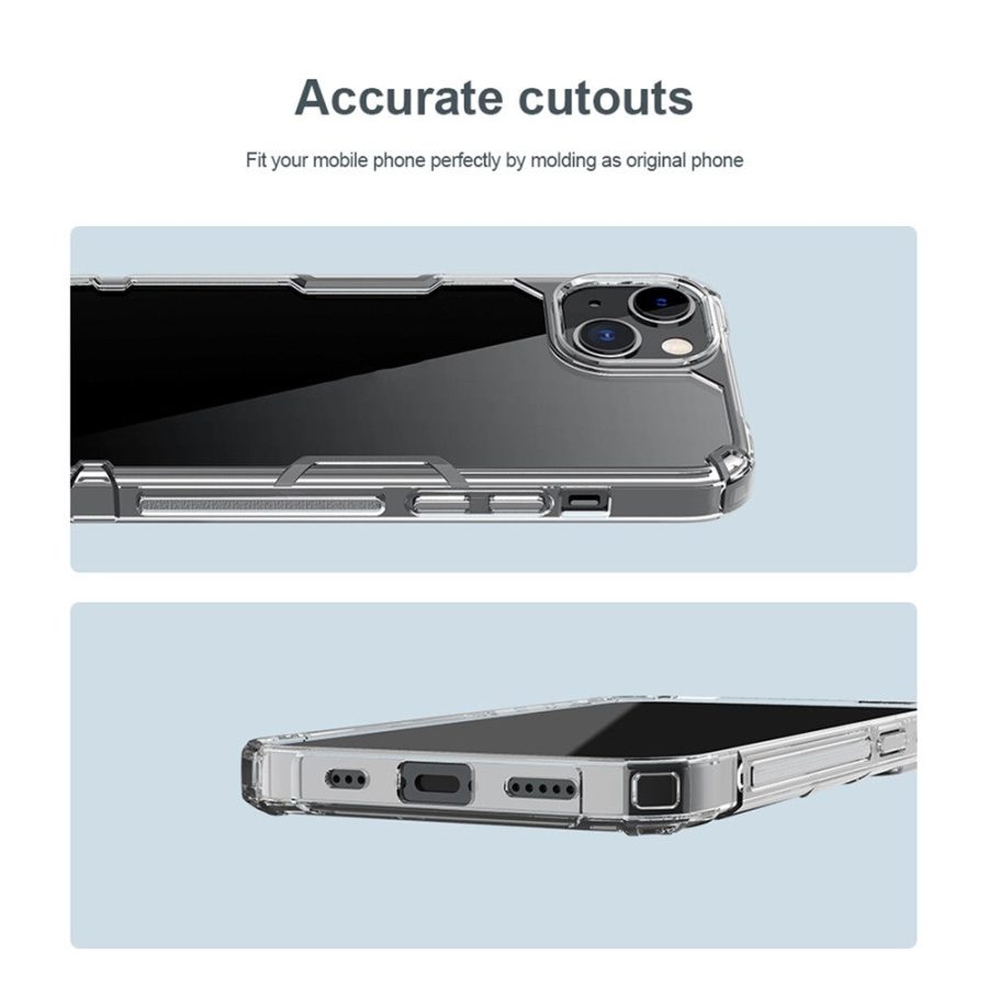660104095A-13 NILLKIN Nature Pro Series Clear Case for iPhone 14 / iPhone 13, Anti-drop Phone Cover Hard Crystal PC Back Soft TPU Border Well Protection Cell Phone Shell