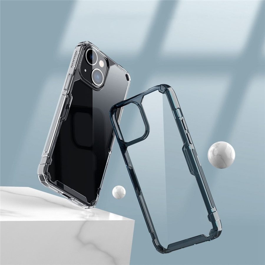 660104095A-3 NILLKIN Nature Pro Series Clear Case for iPhone 14 / iPhone 13, Anti-drop Phone Cover Hard Crystal PC Back Soft TPU Border Well Protection Cell Phone Shell