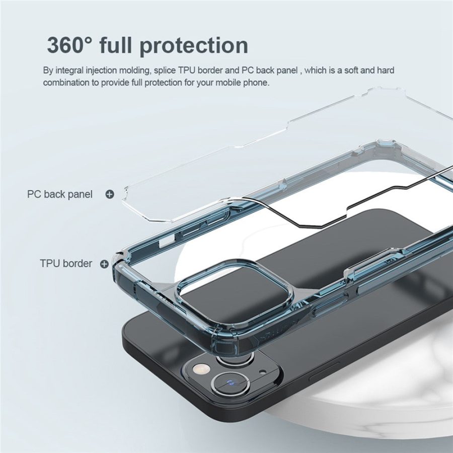 660104095A-6 NILLKIN Nature Pro Series Clear Case for iPhone 14 / iPhone 13, Anti-drop Phone Cover Hard Crystal PC Back Soft TPU Border Well Protection Cell Phone Shell