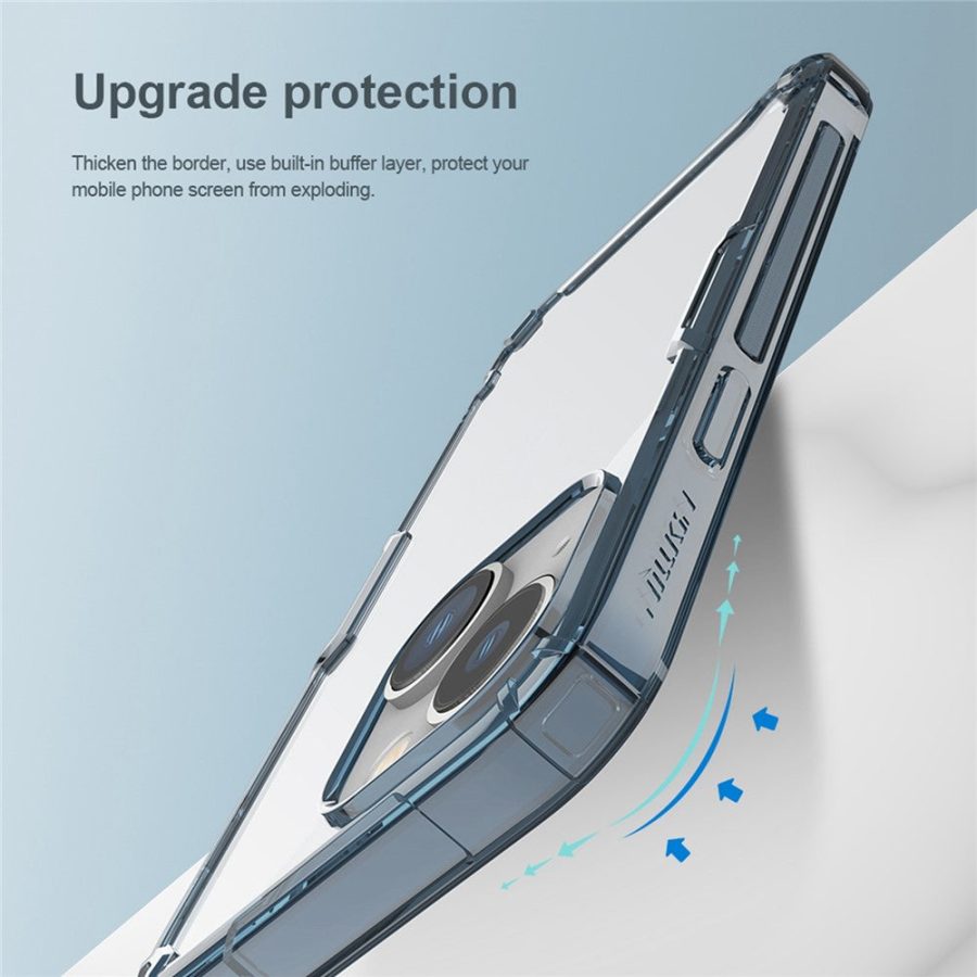 660104095A-7 NILLKIN Nature Pro Series Clear Case for iPhone 14 / iPhone 13, Anti-drop Phone Cover Hard Crystal PC Back Soft TPU Border Well Protection Cell Phone Shell