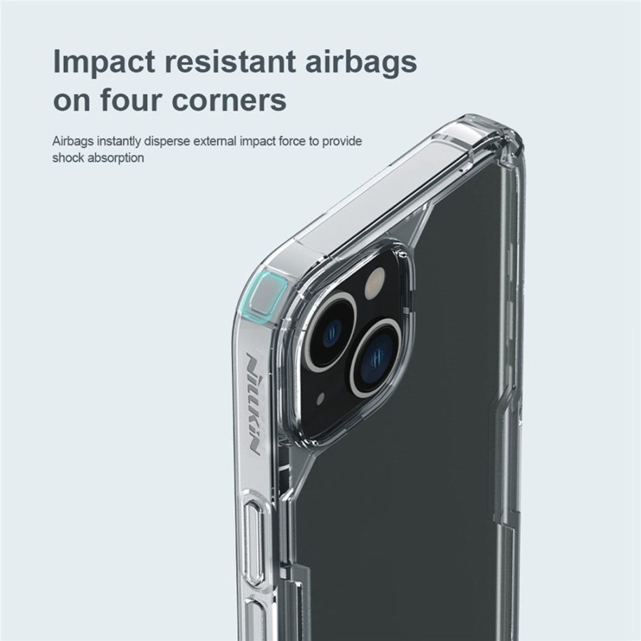 660104095A-8 NILLKIN Nature Pro Series Clear Case for iPhone 14 / iPhone 13, Anti-drop Phone Cover Hard Crystal PC Back Soft TPU Border Well Protection Cell Phone Shell
