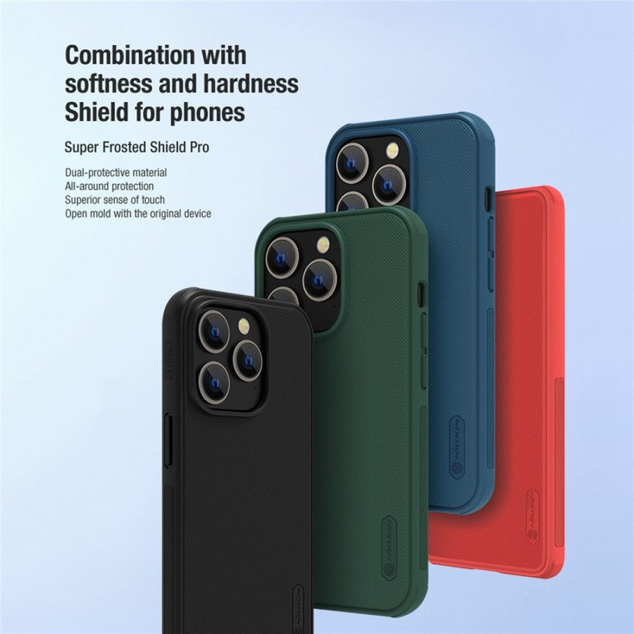 660104578D-10 NILLKIN Super Frosted Shield Pro Case for iPhone 14 Pro Matte Protective Phone Cover Matte PC - TPU Drop-proof Shell