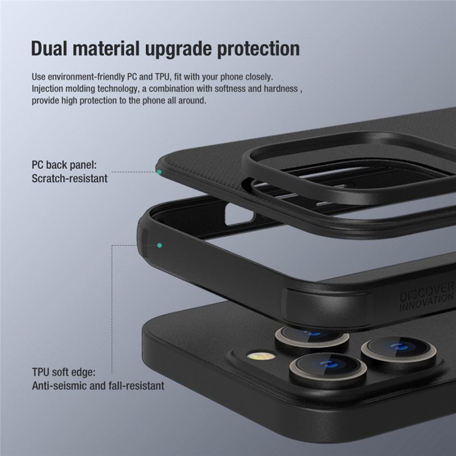 660104578D-4 NILLKIN Super Frosted Shield Pro Case for iPhone 14 Pro Matte Protective Phone Cover Matte PC - TPU Drop-proof Shell