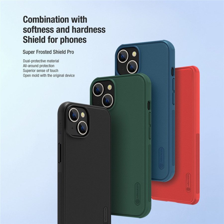 660104580A-10 NILLKIN Super Frosted Shield Pro Shockproof Phone Case for iPhone 14 / iPhone 13 PC - TPU Matte Surface Anti-drop Back Cover