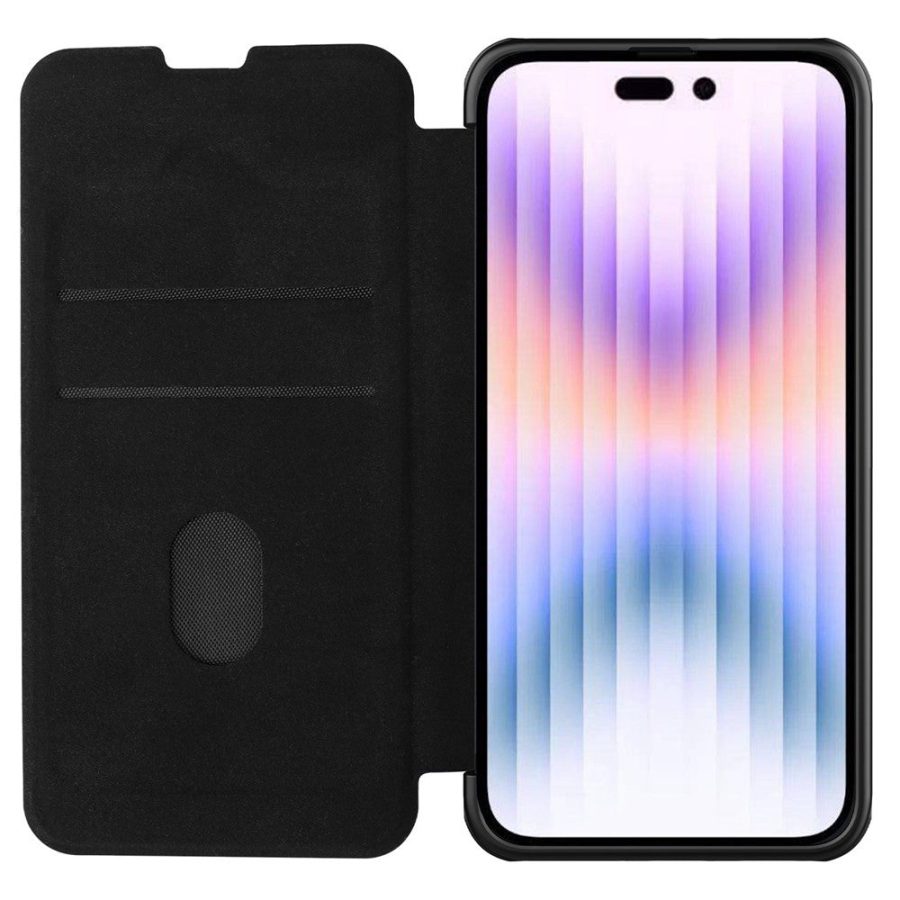 660105647A-2 NILLKIN Qin Pro Series for iPhone 14 Pro Anti-scratch Phone Case PU Leather Back Cover with Card Slot and Sliding Lens Protector
