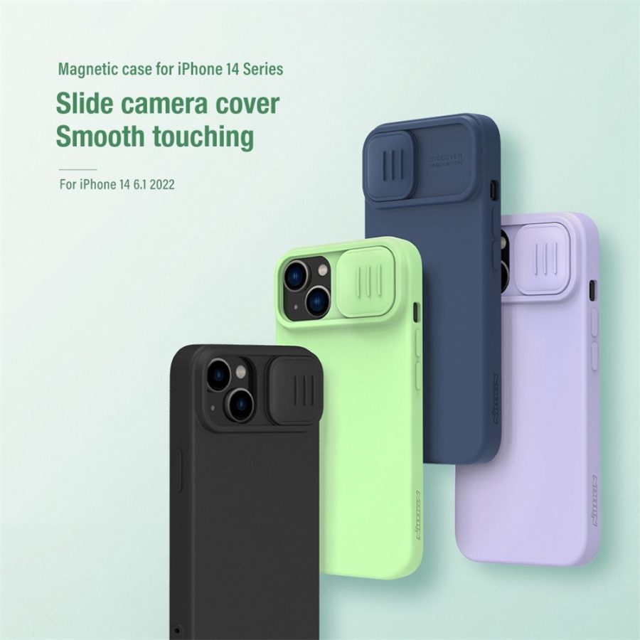 660110432A-11 NILLKIN For iPhone 14 / iPhone 13 Magnetic Phone Case PC - Silicone Slide Camera Protection Phone Cover Compatible with MagSafe