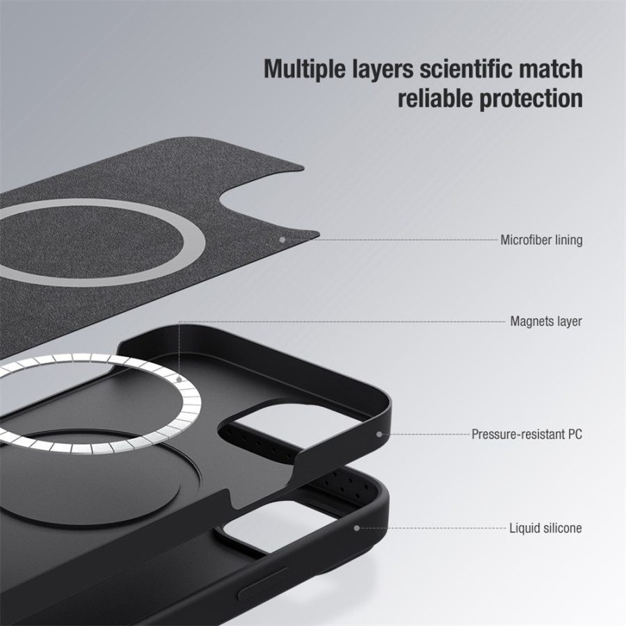 660110432A-5 NILLKIN For iPhone 14 / iPhone 13 Magnetic Phone Case PC - Silicone Slide Camera Protection Phone Cover Compatible with MagSafe