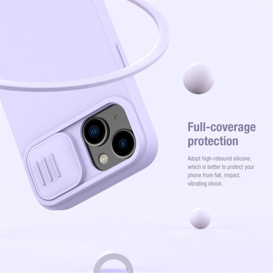 660110432A-9 NILLKIN For iPhone 14 / iPhone 13 Magnetic Phone Case PC - Silicone Slide Camera Protection Phone Cover Compatible with MagSafe
