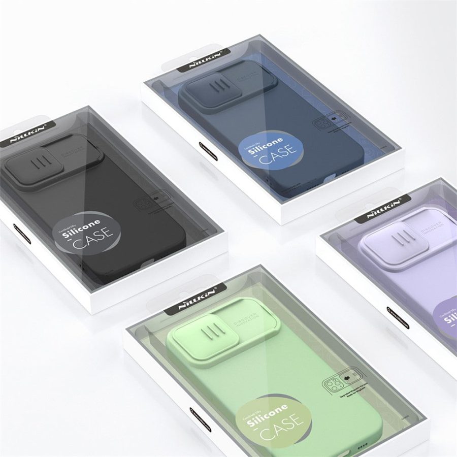 660110438C-12 NILLKIN For iPhone 14 Pro Max Hard PC Soft Silicone Hybrid Case Slide Camera Protection Phone Cover