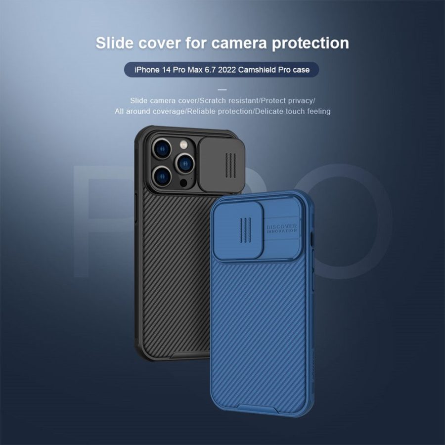660110444A-14 NILLKIN CamShield Pro Series for iPhone 14 Pro Max Slide Camera Protection Anti-scratch Phone Case TPU Frame PC Back Cover