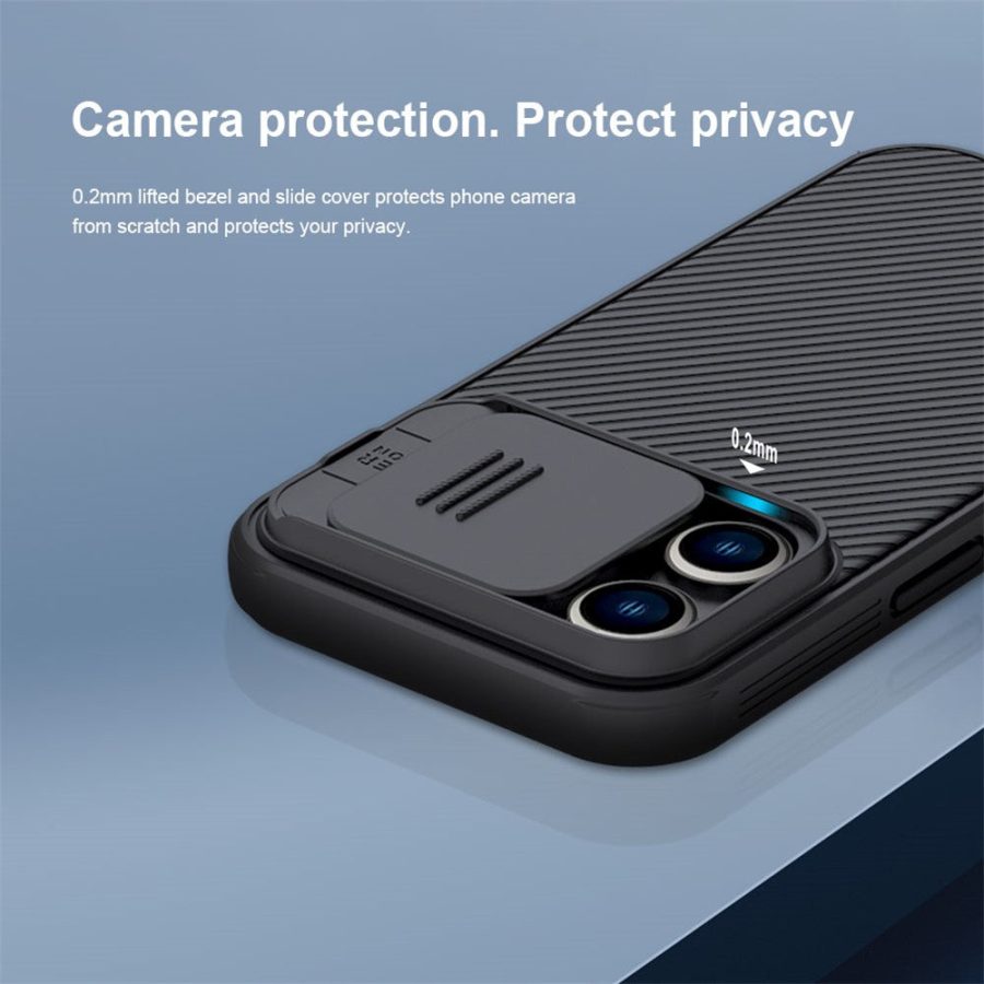 660110444A-3 NILLKIN CamShield Pro Series for iPhone 14 Pro Max Slide Camera Protection Anti-scratch Phone Case TPU Frame PC Back Cover
