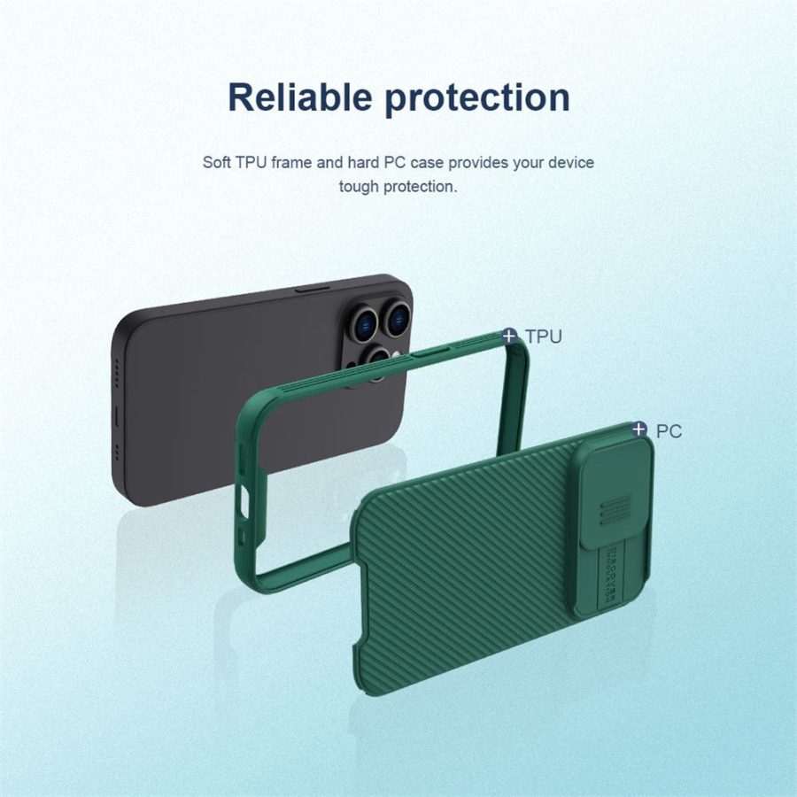 660110444A-4 NILLKIN CamShield Pro Series for iPhone 14 Pro Max Slide Camera Protection Anti-scratch Phone Case TPU Frame PC Back Cover