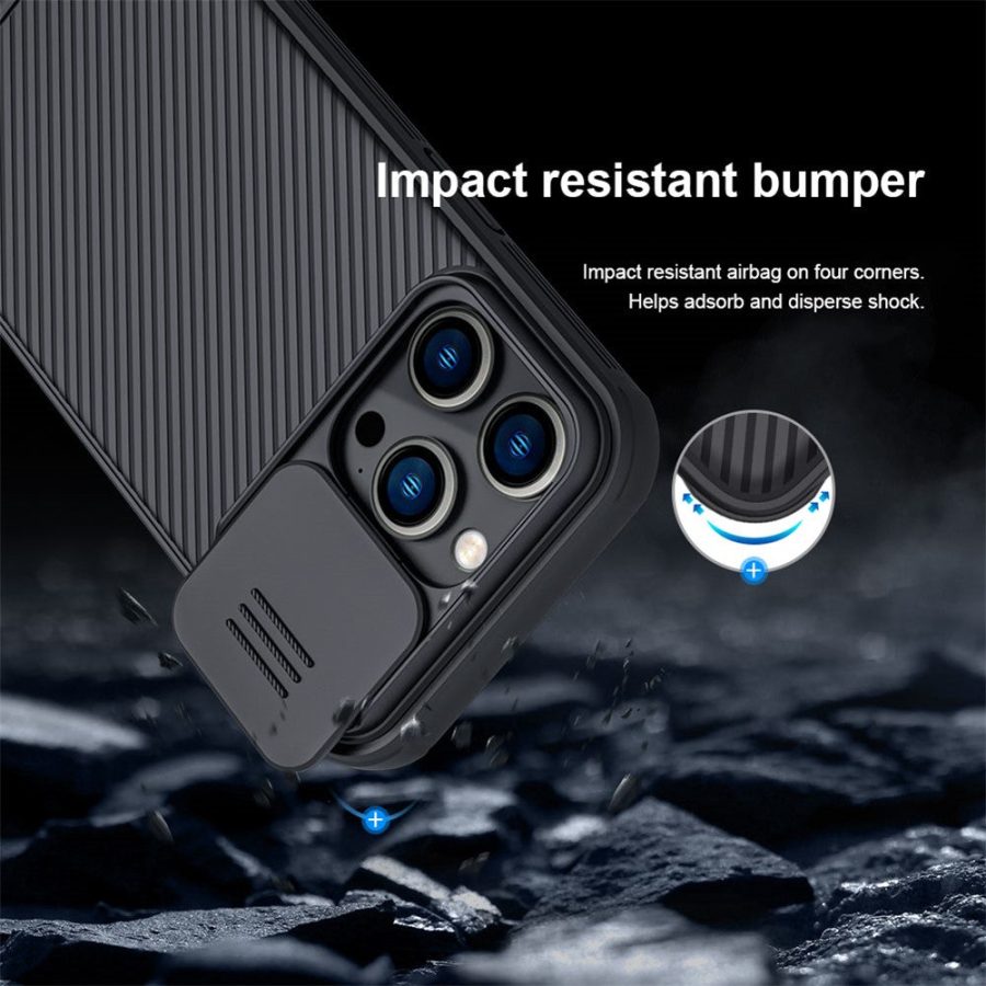 660110444A-8 NILLKIN CamShield Pro Series for iPhone 14 Pro Max Slide Camera Protection Anti-scratch Phone Case TPU Frame PC Back Cover