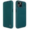 NILLKIN Qin Pro Series for iPhone 14 Plus Cloth Texture Phone Case with Sliding Lens Protection Cover PU Leather Anti-scratch Shell Card Holder