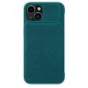 NILLKIN Qin Pro Series for iPhone 14 Plus Cloth Texture Phone Case with Sliding Lens Protection Cover PU Leather Anti-scratch Shell Card Holder