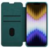 NILLKIN Qin Pro Series for iPhone 14 Plus Cloth Texture Phone Case with Sliding Lens Protection Cover PU Leather Anti-scratch Shell Card Holder