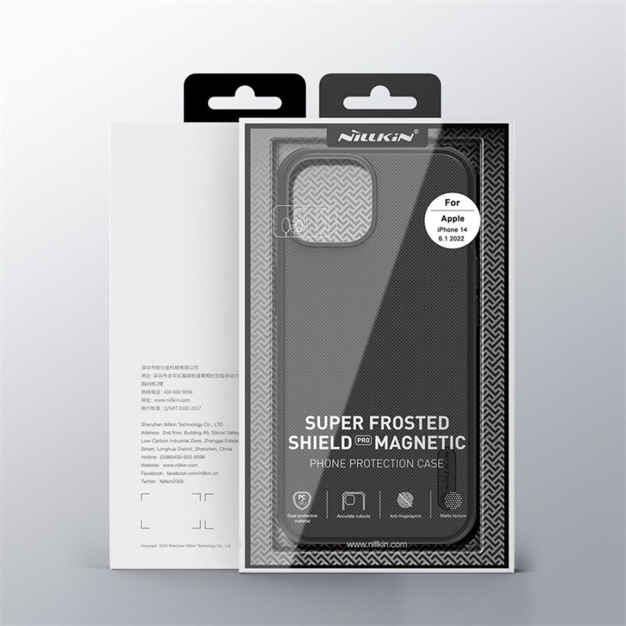 660110464A-9 NILLKIN Frosted Shield Pro for iPhone 14 / iPhone 13 Hard PC Soft TPU Matte Phone Cover Magnetic Absorption Case