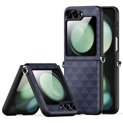 6601104915A-1 DUX DUCIS Fitt Series for Samsung Galaxy Z Flip7 FE / Z Flip6 Case Rhombus Leather - TPU Phone Cover