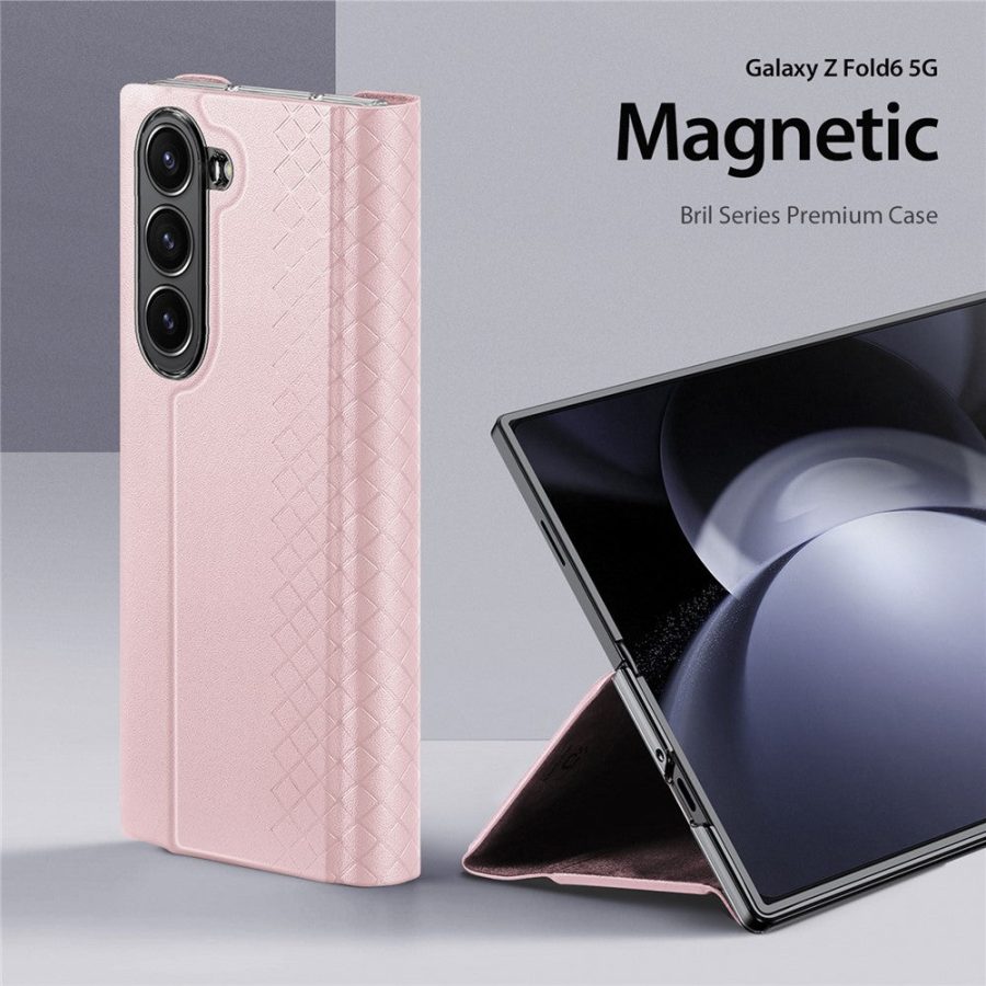 DUX DUCIS Bril Series For Samsung Galaxy Z Fold6 Magnetic Case Leather - PC Phone Cover with Stand