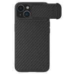 NILLKIN For iPhone 14 Plus Carbon Fiber Phone Case Anti-drop PC - TPU Cover with Slide Camera Protection