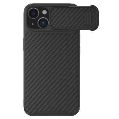 NILLKIN For iPhone 14 Plus Carbon Fiber Phone Case Anti-drop PC - TPU Cover with Slide Camera Protection