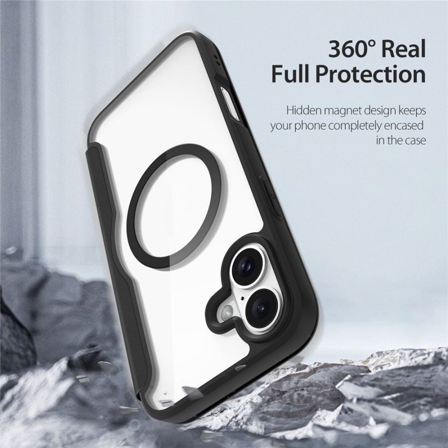 6601108805A-10 DUX DUCIS Skin X Pro for iPhone 16 Magnetic Case Card Slot PU Leather Flip Phone Cover