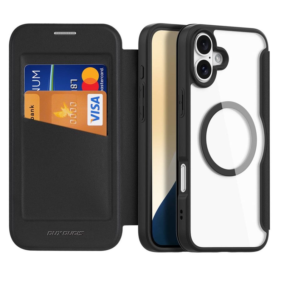 6601108805A-2 DUX DUCIS Skin X Pro for iPhone 16 Magnetic Case Card Slot PU Leather Flip Phone Cover