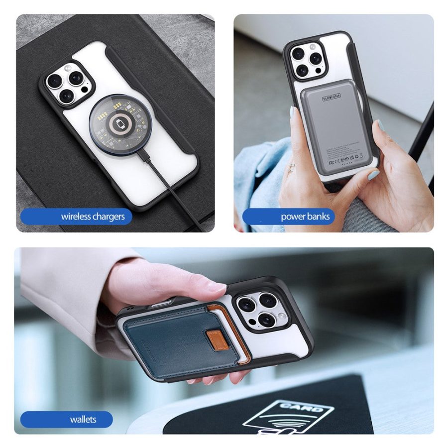 6601108807A-5 DUX DUCIS Skin X Pro for iPhone 16 Pro Leather Case Compatible with MagSafe Card Holder Phone Cover