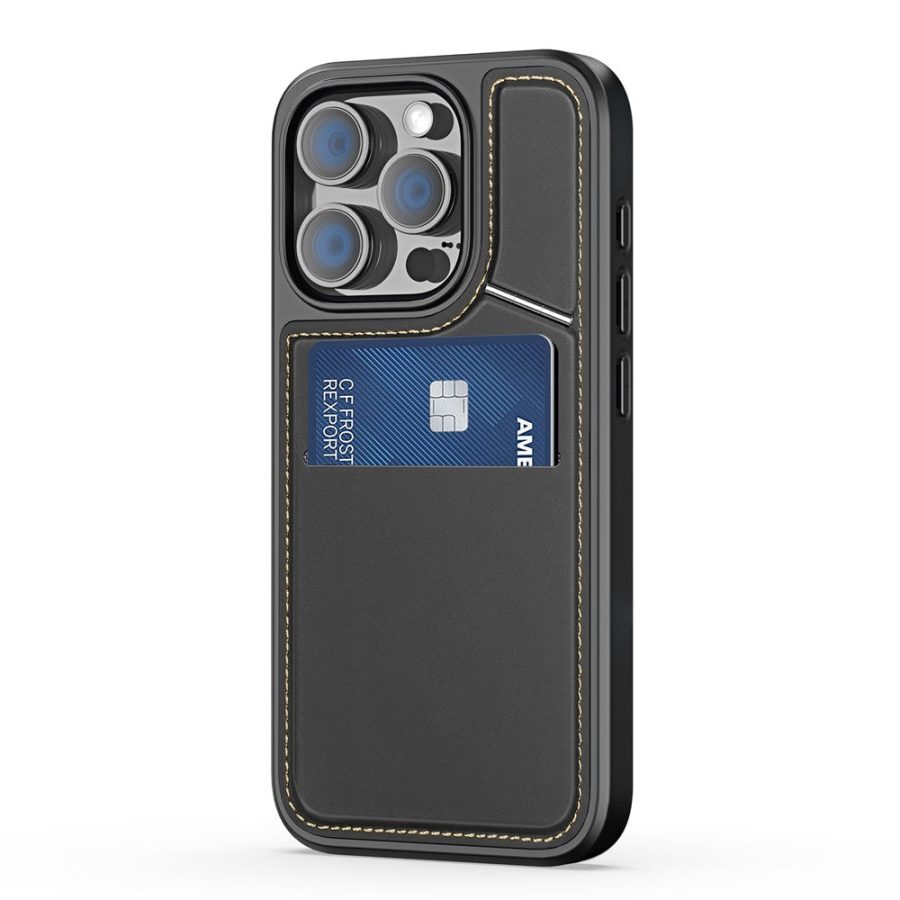6601110668A-2 DUX DUCIS Rafi II Series for iPhone 16 Pro Magnetic Case Kickstand Card Slots Leather - TPU Phone Cover