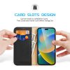 660111156A-2 DUX DUCIS Hivo Series Phone Case for iPhone 14 Pro Full Protection Genuine Leather Folio Flip Wallet Cover Stand RFID Blocking Shell