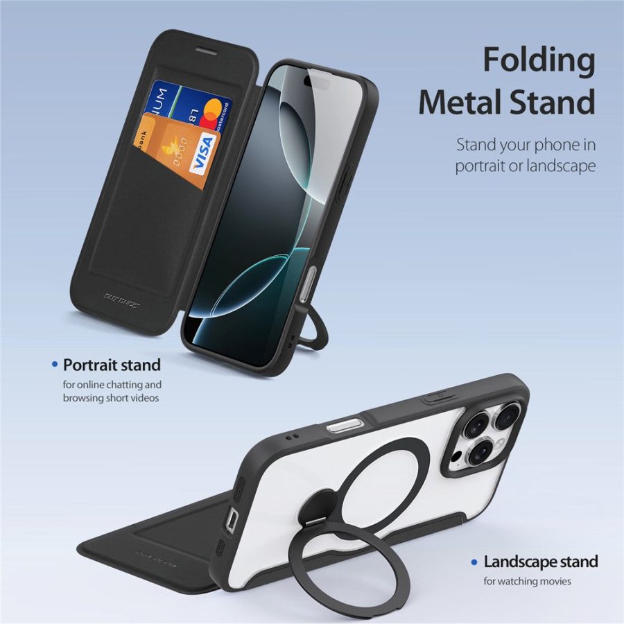 6601113829B-7 DUX DUCIS Skin X Pro Series for iPhone 16 Pro Max Magnetic Case Kickstand Leather Flip Phone Cover