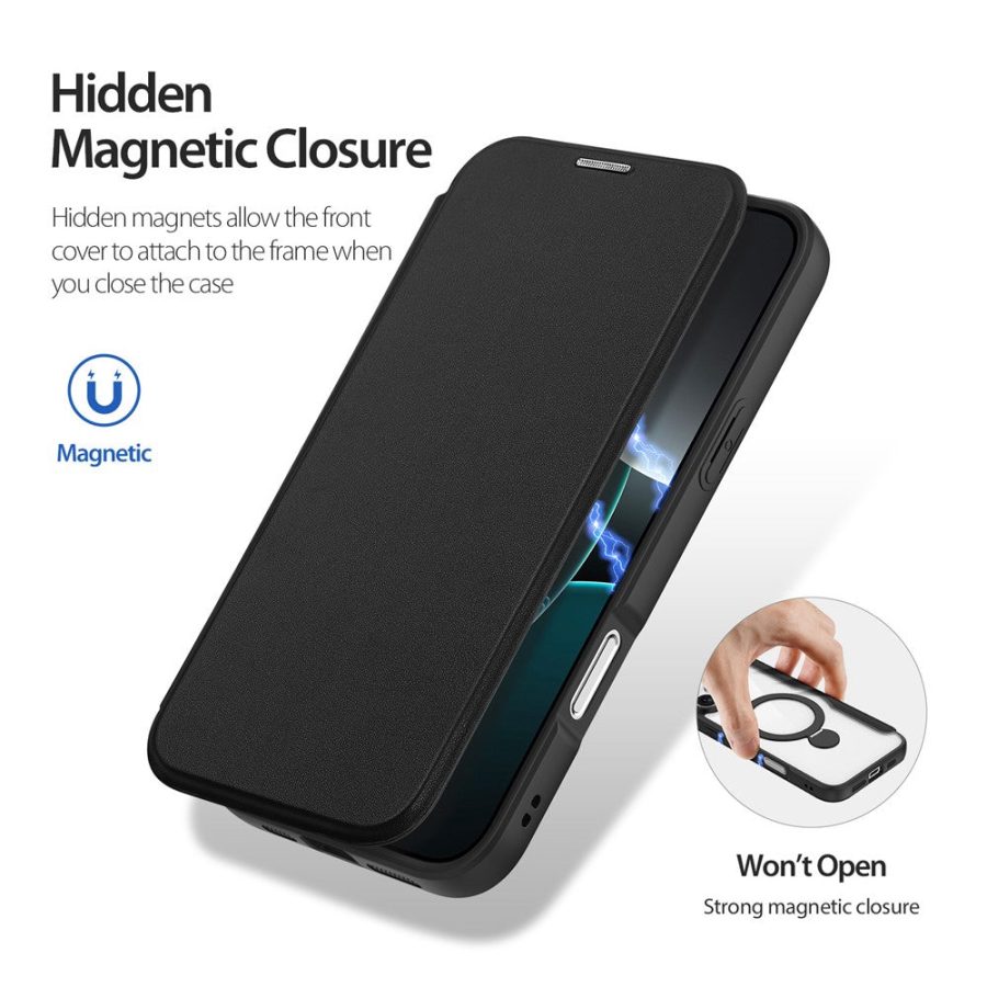 6601113829B-9 DUX DUCIS Skin X Pro Series for iPhone 16 Pro Max Magnetic Case Kickstand Leather Flip Phone Cover