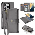 DUX DUCIS Lawa Series for iPhone 16 Pro Magnetic Case Zipper Wallet Detachable Cowhide Leather Cover