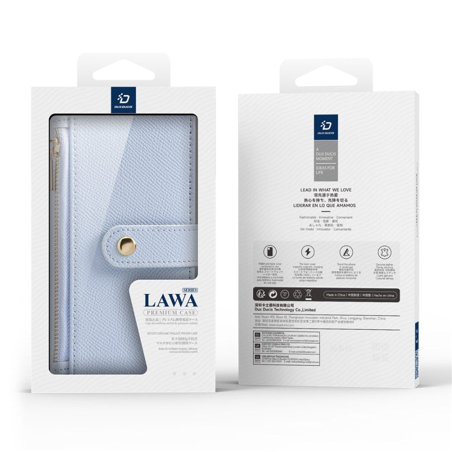 6601113837A-13 DUX DUCIS Lawa Series for iPhone 16 Magnetic Case Detachable Zipper Wallet Cowhide Leather Cover