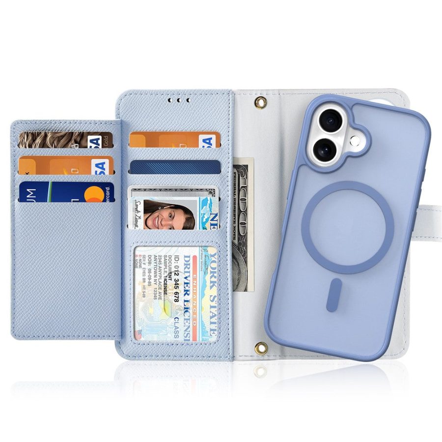 6601113837A-2 DUX DUCIS Lawa Series for iPhone 16 Magnetic Case Detachable Zipper Wallet Cowhide Leather Cover