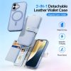 6601113837A-4 DUX DUCIS Lawa Series for iPhone 16 Magnetic Case Detachable Zipper Wallet Cowhide Leather Cover