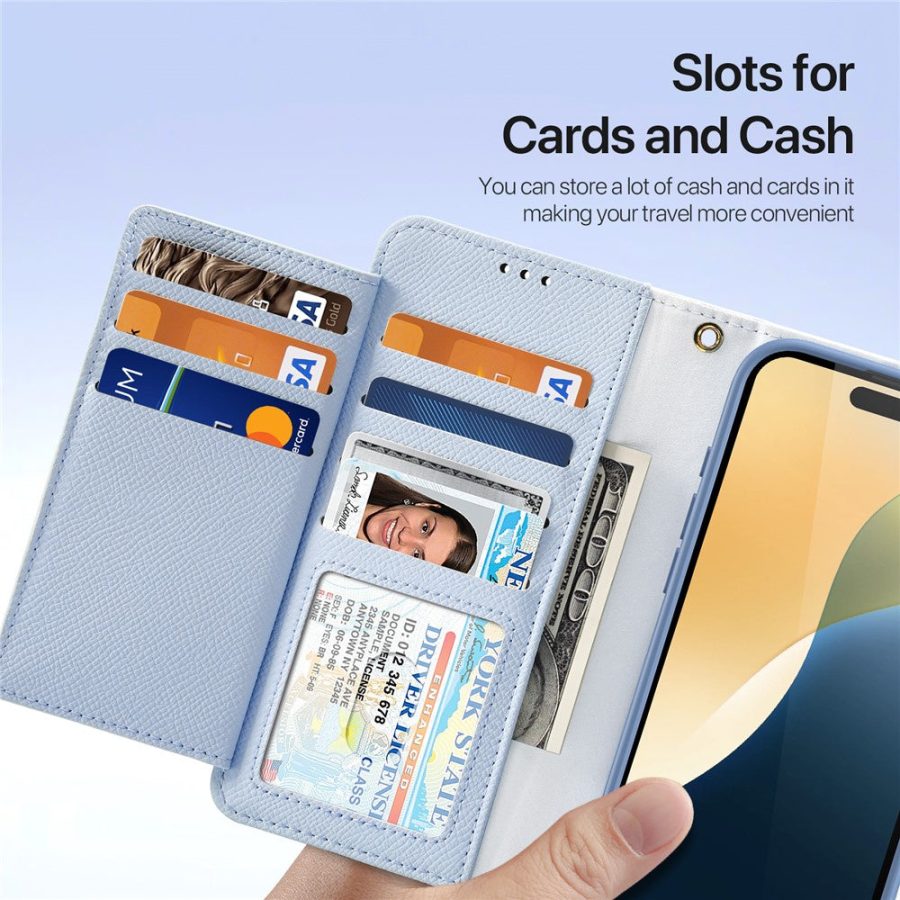 6601113837A-6 DUX DUCIS Lawa Series for iPhone 16 Magnetic Case Detachable Zipper Wallet Cowhide Leather Cover