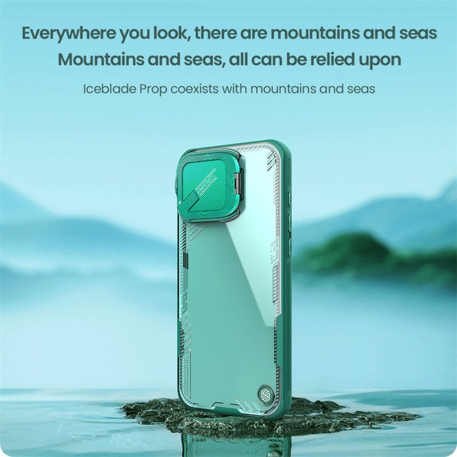 NILLKIN Iceblade CamProp for iPhone 16 Pro Max Case PC - TPU Phone Shell with Lens Cover Kickstand