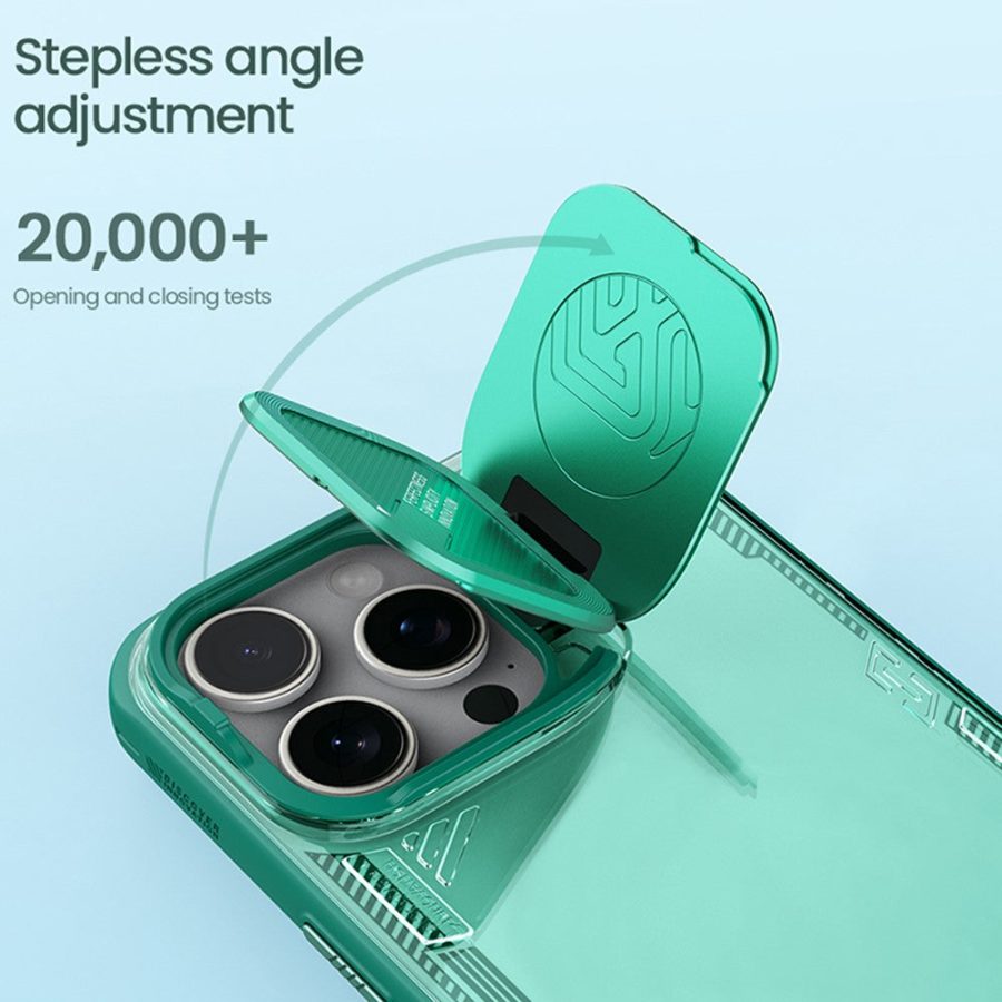 NILLKIN Iceblade CamProp for iPhone 16 Pro Max Case PC - TPU Phone Shell with Lens Cover Kickstand