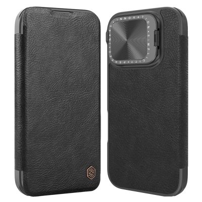 6601117717A-1 NILLKIN Qin Prop Series for iPhone 16 Pro Max Leather Case Lens Kickstand Phone Cover